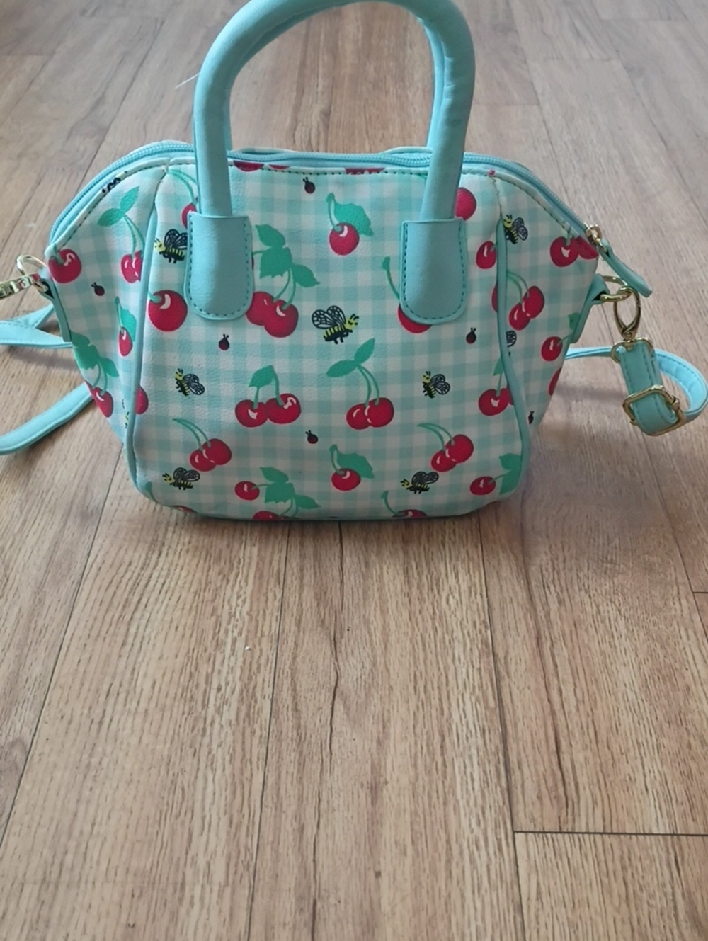 Betsey Johnson Mint and Red Cherry Crossbody Bag
